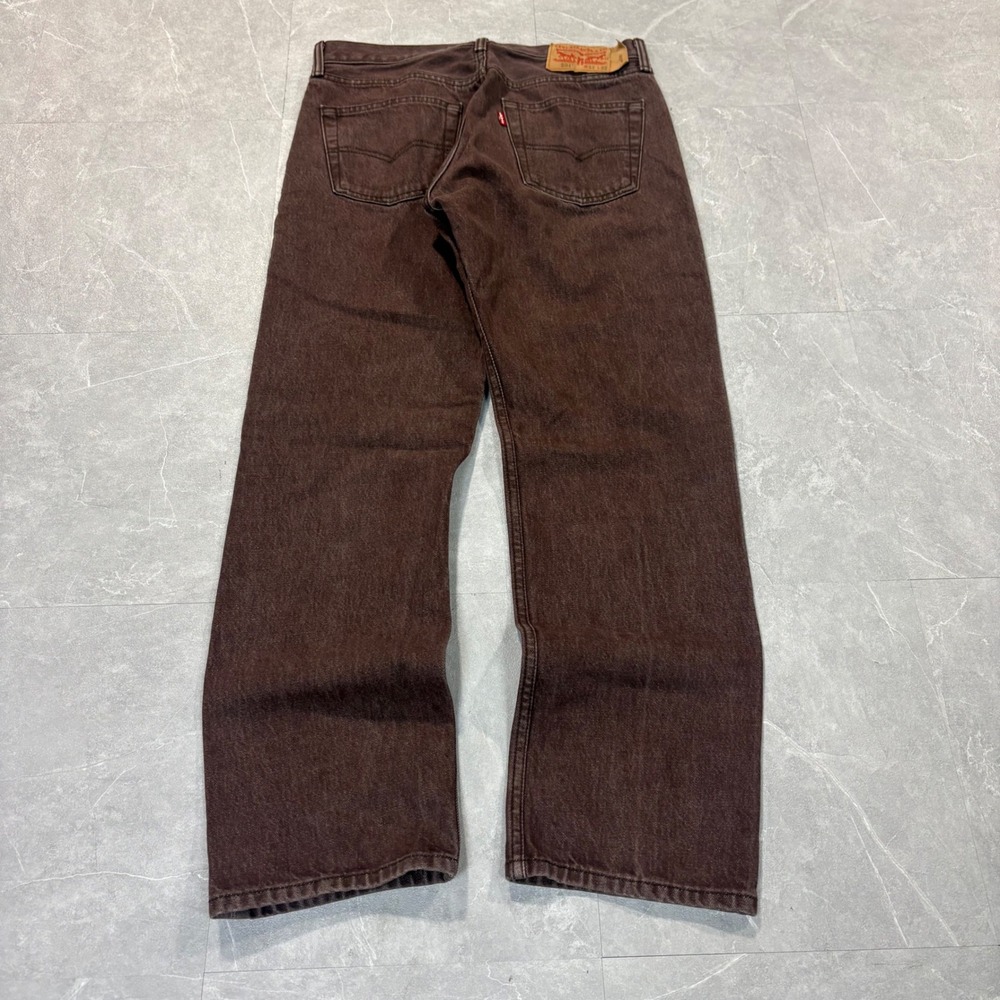 Levis 501 Mens Brown Denim Jeans Original Fit Straight Leg Button Fly W33 L32
